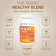 Dr. Berg D3 & K2 Vitamin Supplement - D3 K2 10,000 IU , 120 Capsules