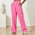 thumbnail image 4 of KALE Baggy Sweatpants Wide Leg Pants Women High Waist Loose Sports Comfortable Jogging Trousers With Pocket Casual Sweatshirts Women's Pants Pink, 4 of 4