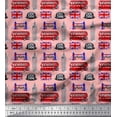 thumbnail image 1 of Soimoi Pink Cotton Voile Fabric London Theme Architectural Printed Fabric 1 Yard 42 Inch Wide, 1 of 3