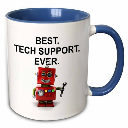 3dRose Best Tech Support Ever toy robot with wrench - Two Tone Blue Mug, (Best New Tech Gadgets)