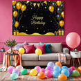 thumbnail image 2 of Black Gold Themed Happy Birthday Banner with Balloons Star Elements Party Backdrop Decor Background for Birthday Party Celebrations Photography Props Decorations, 2 of 8