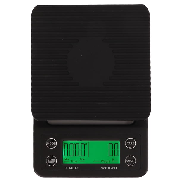 Báscula de café con sincronización de unidades múltiples, báscula electrónica portátil de precisión de 0,1g con almohadilla aislante para cocina al aire libre, color negro, 5KG/11,0lb