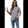 thumbnail image 2 of Camiseta Básica de Corta con Cuello en V, Gris , L, 2 of 5