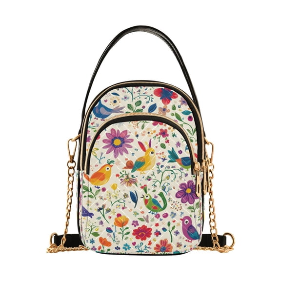 FORMRS Crossbody Bag for Women Quilted Travel Shoulder Cell Phone Purse with Chain Strap Handbag, Purple Cartoon Animals