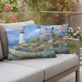 thumbnail image 4 of Spring Pillow Covers 2 Pack Colorful Flowers Town Beacon Ocean Country Scenery Pillowcase Waterproof Outdoor Throw Pillow Cover for Patio Balcony Rectangular Cushion 20”x12”, 4 of 9