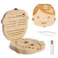 thumbnail image 1 of Caja para dientes de bebé - Organizador de recuerdos de madera para niños Regalo para dientes de bebé, Lindo contenedor de dientes para niños con pinzas para guardar -2 piezas, 1 of 5