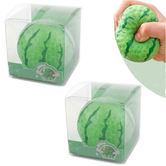 2 Pcs Watermelon Squishy, Watermelon Stress Balls, Fruit Squishies for Stress Relief, Slow Rise Pressure Release Toy Party Favor (Green-2PCS)