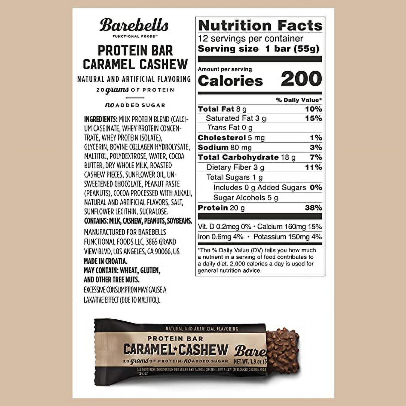 Barebells Protein Bar 55g x 12 bars (Caramel & Cashew)