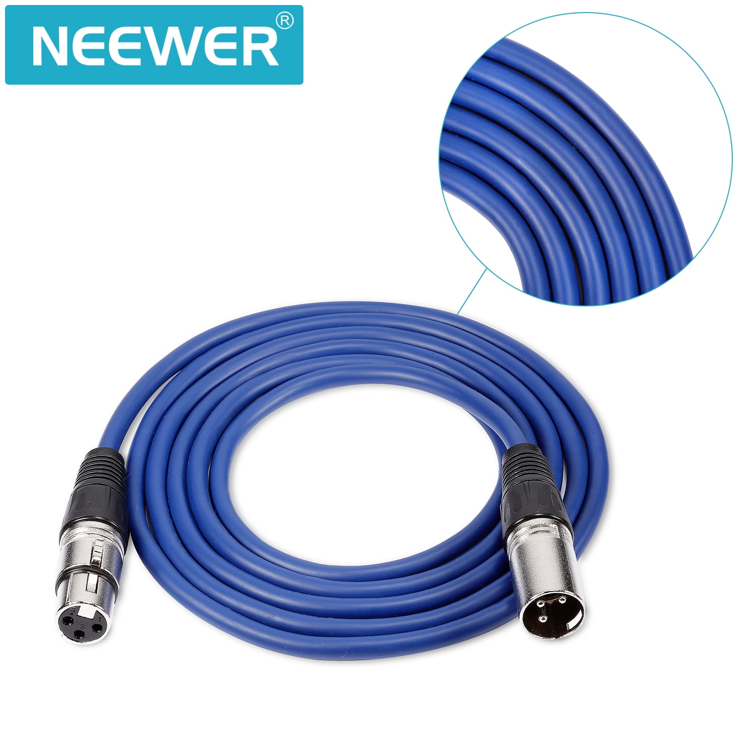 Neewer 6-Pack 1 meter Audio Cable Cords, XLR Male to XLR Female Microphone Color Cables(Green, Blue, Purple, Red, Yellow, Orange)