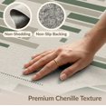 thumbnail image 6 of ODIKA 3'x5' Olive Green Geometric Art Striated Washable Throw Rug Modern Abstract Design With Border Ornamental for Entryway, Kitchen, Mudroom, Stain Resistant, Low Profile, Non-Slip, 6 of 7