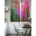 thumbnail image 4 of Pink Green Oil Painting Sheer Curtains 63 Inch Length 2 Panels Set, Modern Abstract Summer Botanical Voile Window Treatment Rod Pocket Curtains Sheers Drapes for Bedroom/Living Room/Kitchen 52x"63"x2, 4 of 7