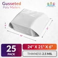 thumbnail image 3 of Pack of 25 XX-Large Gusseted Poly Mailers 24 x 21 x 6 White Shipping Envelopes 24 x 21 x 6 Large Shipping Bag for Clothes. Self-Seal Expansion Mailers. Plastic Mailing Bags for Packaging; Packing, 3 of 9