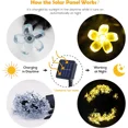 thumbnail image 4 of Guirnalda de 50 luces LED solares para exterior, guirnalda de luces con diseño de flor de cerezo, 50 LED, 2 modos, impermeable, para jardín, patio, Navidad, decoración de interiores, blanco cálido [Cl, 4 of 5