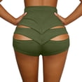 thumbnail image 5 of Womens Hotpants Dancewear Hollow Cut Out High Waisted Yoga Shorts Stretchy Workout Mini Shorts Summer (S, Army Green), 5 of 6