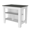 thumbnail image 4 of 40.5" Kitchen Island with 3 Shelves, Kitchen Shelf with Large Worktop and Open Spice Rack Shelf, Storage Table with Onyx Finish for Dining Room, Entrance Hall, Living Room, Hallway, White, 4 of 5