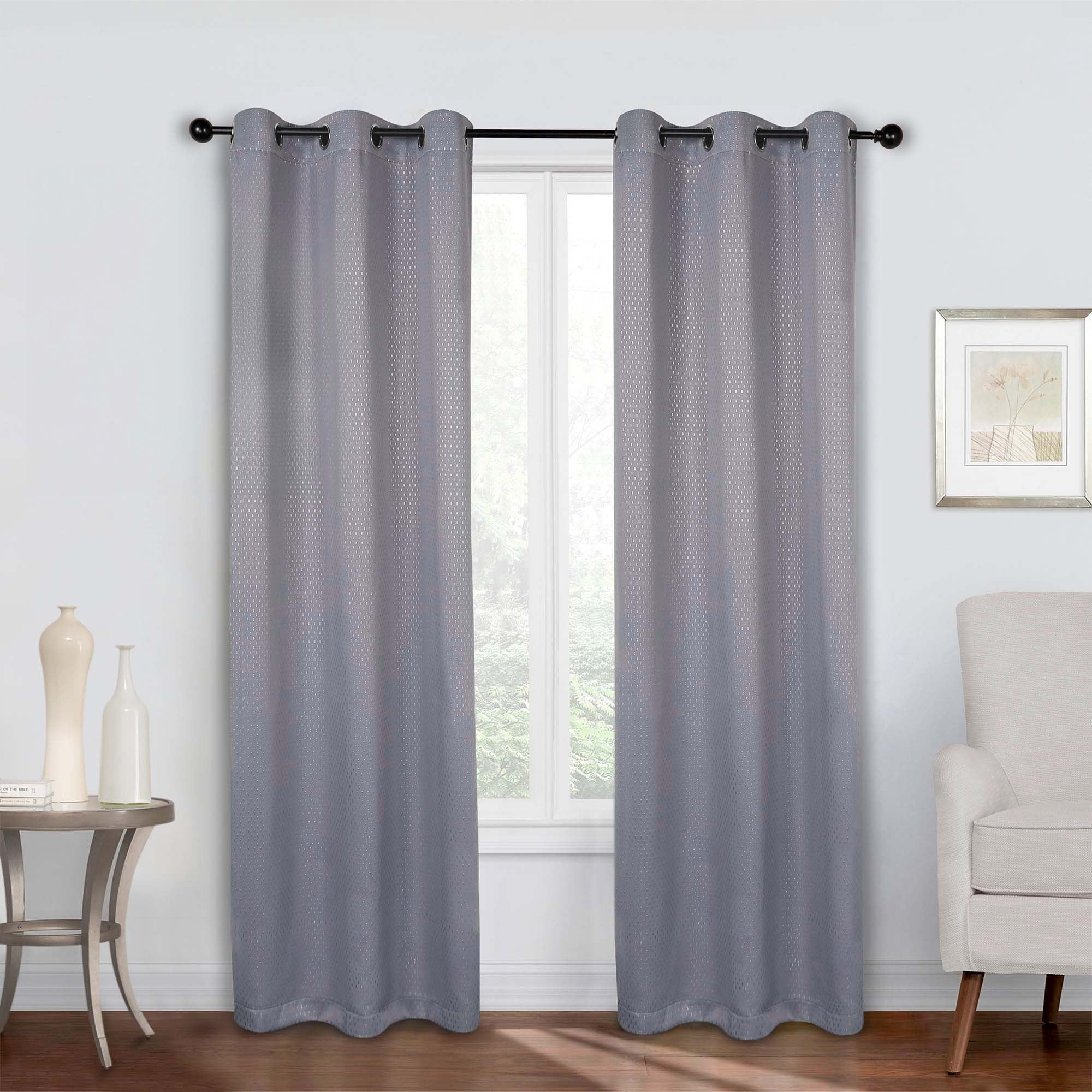 Superior Shimmer Blackout Curtains, Grommet Header, Set of 2, 42" X 108", Silver