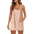 thumbnail image 3 of TAGOLD Womens Casual Summer Dresses Solid Color Crew Neck Pocket Summer, 3 of 5
