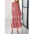 thumbnail image 4 of PRETTYGARDEN Women's Spring Midi Dress Fall Elegant Long Sleeve Smocked Flowy Boho Floral Wedding Guest Party Dresses, 4 of 7