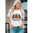 thumbnail image 2 of ABPHQTO Camiseta blanca de manga corta con estampado de árbol de leopardo y Feliz Navidad para mujer, 2 of 5