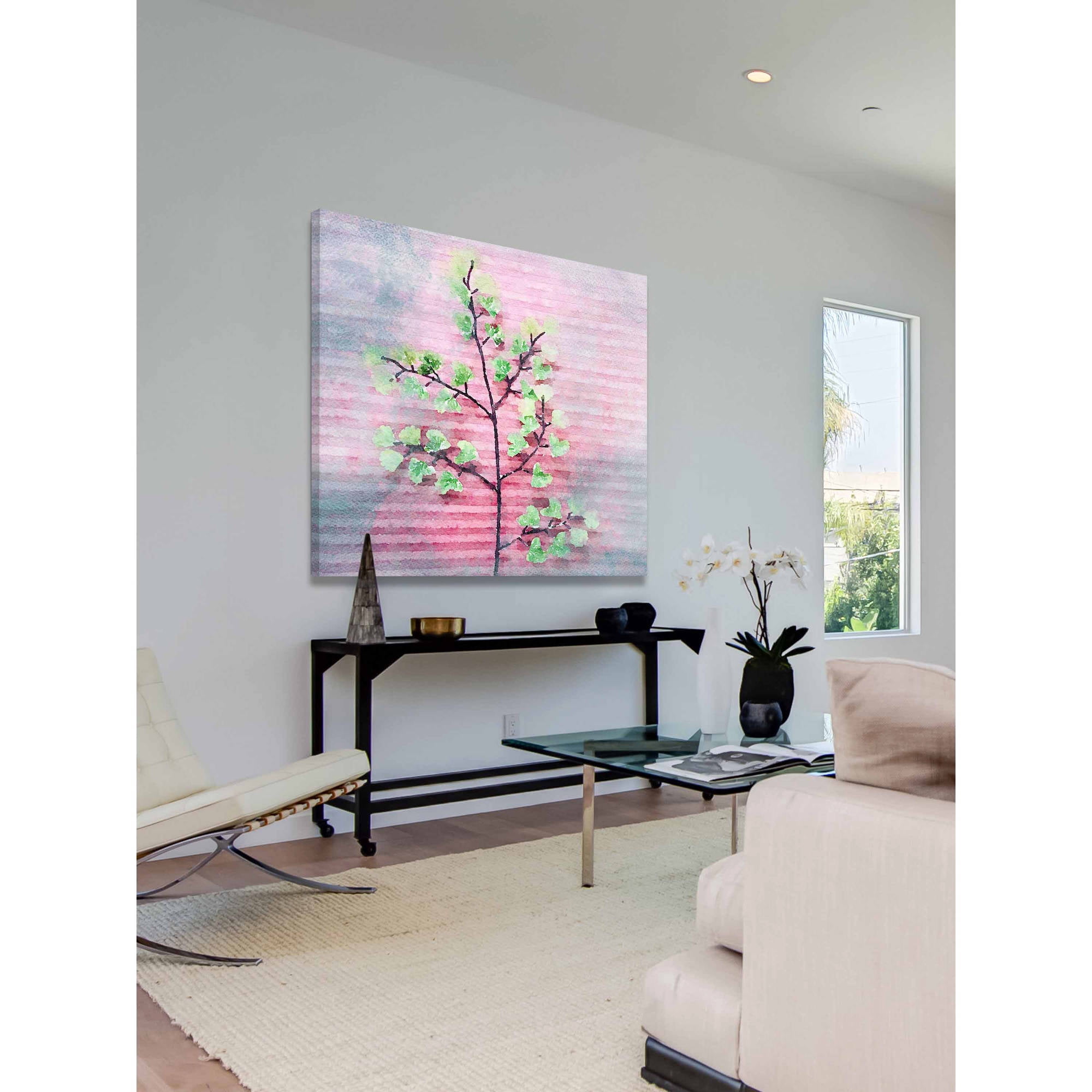 "Pink and Green" Painting Print on Wrapped Canvas