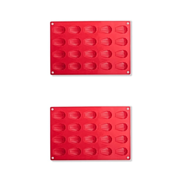 Kearding Molde de concha roja de silicona de 20 agujeros, herramientas para hornear hechas a mano de Chocolate, galletas, dulces, Cupcakes, Rojo 2Conjunto