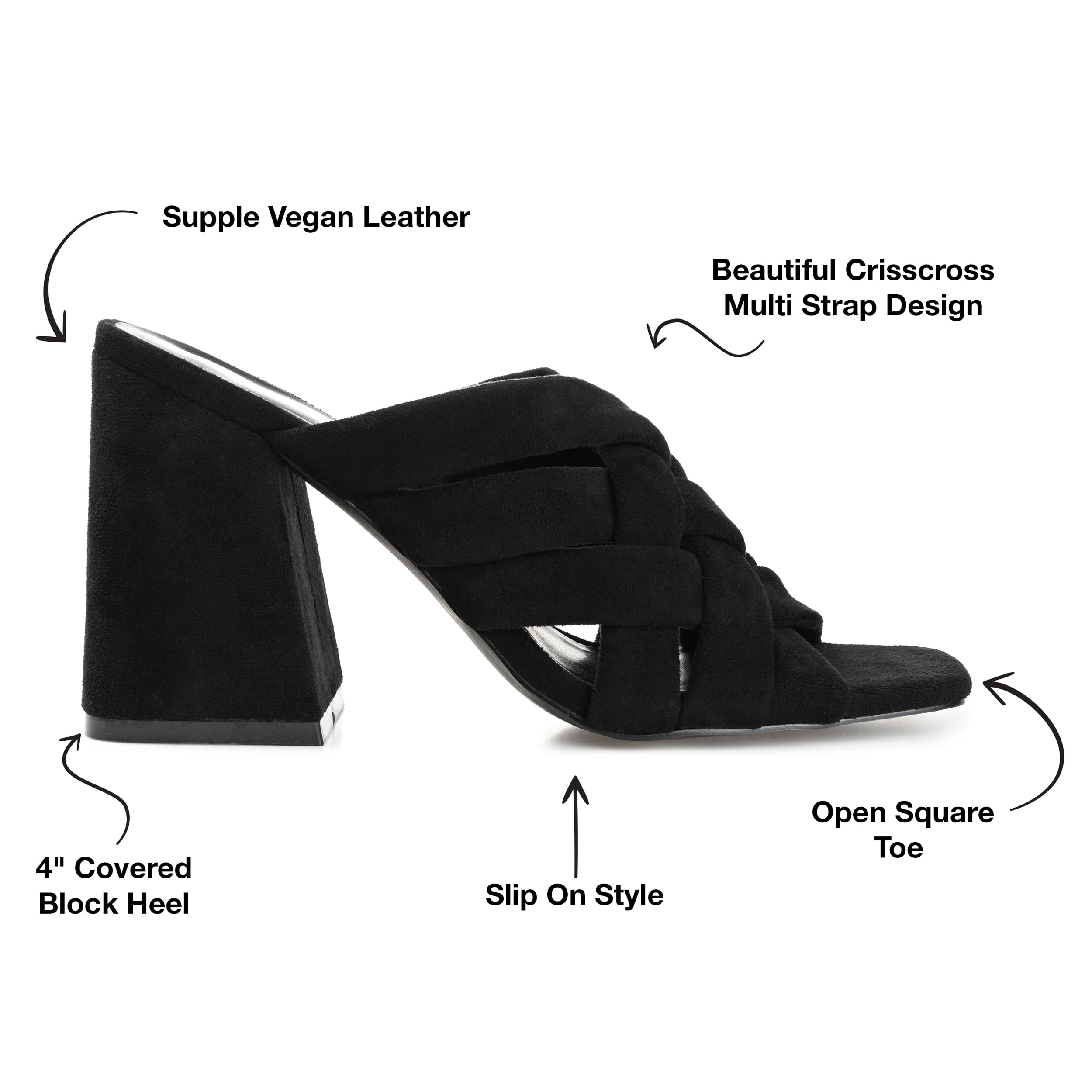 Journee Womens Dorisa Open Square Toe Block Heel Sandals
