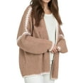 thumbnail image 1 of Women'S Oversized Cardigan Sweaters Fall Long Lantern Sleeve Knit Open Front Khaki L, 1 of 8