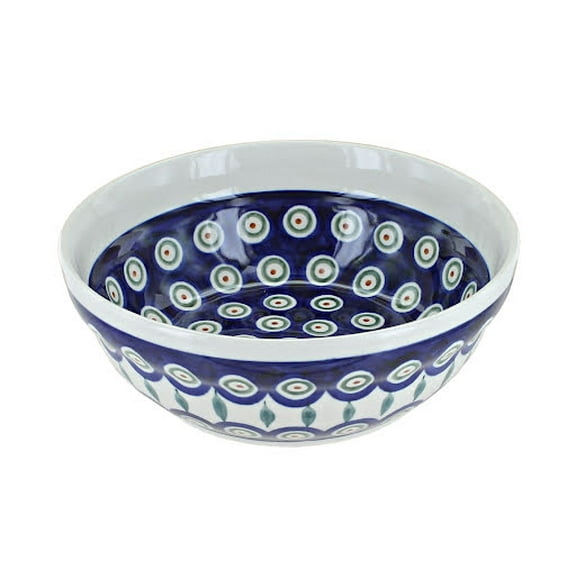 Blue Rose Polish Pottery Peacock Cereal/Soup Bowl