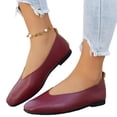 thumbnail image 3 of Women’s V-Cut Litchi Grain Square Toe Ballet Flats, Comfort Slip On Shoes, Lightweight Footwear, Casual & Office Everyday Wear,41, 3 of 6