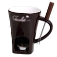 thumbnail image 1 of Ceramic Fondue Pot Set for Chocolate & Cheese, Tealight Powered Melting Warmer with 1 Fork for Parties, 1 of 10