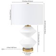 thumbnail image 3 of Henn&Hart 14" Matte White/Brass Metal/Glass/Fabric Table Lamp, 3 of 8
