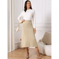 thumbnail image 4 of DARING DIVA Women's Sweater A Line Elastic High Waist Stretchy Midi Skirt S Apricot, 4 of 8