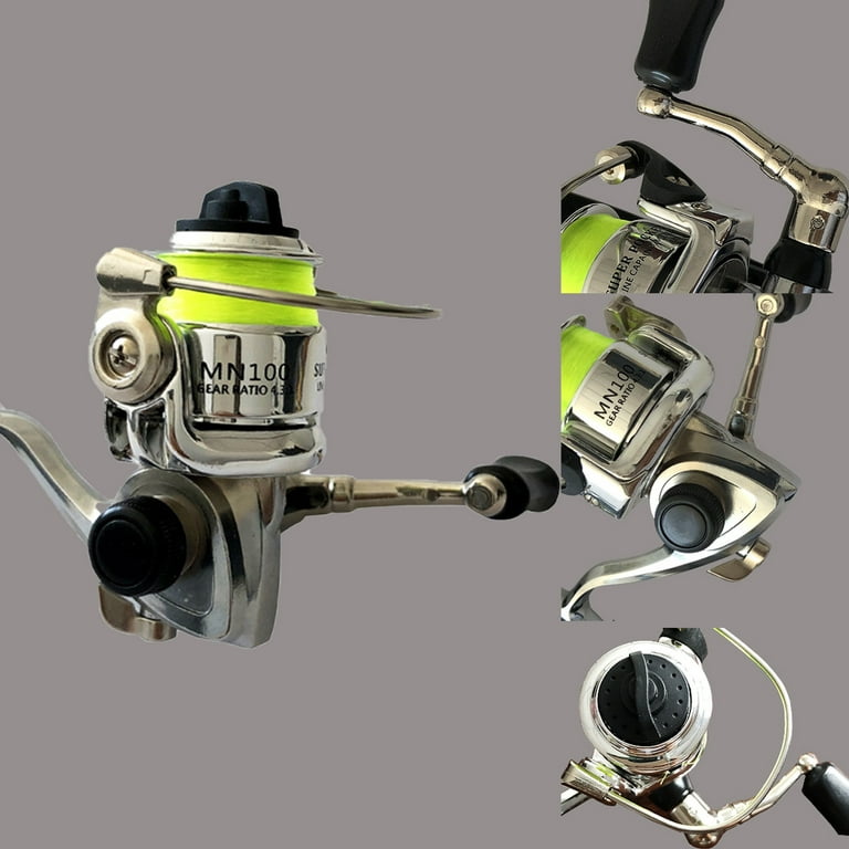 Toudaret 1 Pcs Mini Fishing Reel High Strength Throwing Stability  Anti-bombing Angling Metal 100 Type Spinning Reel with Line Outdoor Fishing  