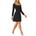 thumbnail image 4 of INSPIRE CHIC Women's Scoop Neck Beaded Long Sleeve High Waist Elegant Fla Wear to Work Dress, 4 of 6