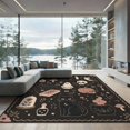 thumbnail image 2 of ODIKA 6'x9' Washable Area Rug Non-Slip, Easy Care, Black Beige Enchanted Nighttime Whimsical Motifs Intricate Owl, Skull, and Floral for Family Room, Living Room, Master Bedroom, 2 of 7