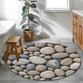 thumbnail image 4 of Area Rug 48in, Abstract Natural Grey Cobblestone Floor Carpet Living Room Rug, Modern Grey Pebble Stone Non-Slip Welcome Mat Indoor Rugs for Bedroom Dining Room, 4 of 9