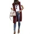 thumbnail image 3 of QAFOPEH Womens Sleeveless Open Front Long Cardigans Lightweight Sweater Solid Color Vest, 3 of 3