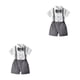 thumbnail image 4 of Minnieouse Verano para niños, camisa de manga corta con botones, conjunto de pantalones, ropa de pajarita para boda, pantalones cortos con Type17 NO17, 4 of 6