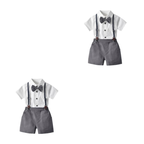 Qarigey Camisa con botones para niños, conjunto de pantalones en general, ropa con pajarita para niños, pantalones cortos Type19 NO19