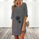 thumbnail image 2 of Vestido de botón de cuello redondo de manga media con estampado casual de verano de moda para mujer Pompotops ghjkhdj14610, 2 of 6