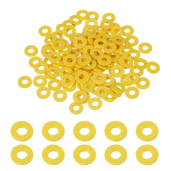 120 Pcs Nylon Flat Washers 4mm ID 10mm OD 1mm Thick Plain Washer Grommets Plastic Sheet Gasket Fastener Sealing Spacer Gasket Ring, Yellow
