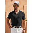 thumbnail image 3 of COOFANDY Men Short Sleeve Knit Shirt Vintaged Button Down Shirts Casual Summer Shirts, 3 of 8