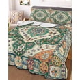 thumbnail image 2 of Quilts Full Size, Green Orange Beige Boho Soft Comforter Bedding Set for Bed, Retro Ethnic Tribal Abstract Art Lightweight Quilted Bedspread with Pillow Cover(2 Pieces) for All Season, 78x90 Inch, 2 of 6