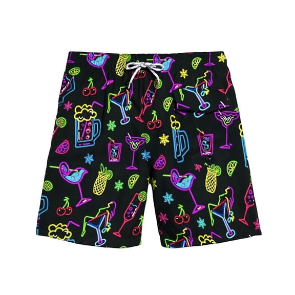 XIAONU Print Shorts for Men Drawstring Waist Side Pockets Shorts