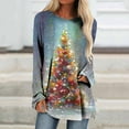 thumbnail image 2 of Fesfesfes Ugly Xmas Sweater Women's Christmas Print Loose Top Crew Neck Long Sleeves Clearance, 2 of 5