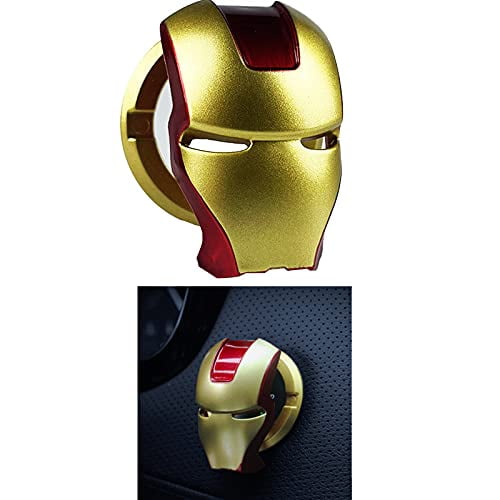 Black, 1PCS Car Engine Ignition Push Start Button Cover Circle Ring Cover Iron Man Car Interior Accessories，Anti-Scratch Universal Button Decoration Ring 