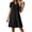 Black, variant on Laqbezok Women's V-Neck Short Sleeve Dress, Casual Cotton Linen Feel A-Line Sundress, Textured Solid Color Shift Dress with Back Zipper