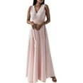 thumbnail image 1 of B91xZ Robe de Campagne Femme Sans Manches Col Halter Volanté en Chiffon Fluide Midi Longue, Rose m, 1 of 5
