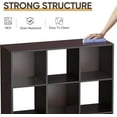 thumbnail image 6 of HYJY 9 Cube Storage Organizer, 3 Tier Bookshelf Open Shelf Display Rack with 5 Removable Back Panels Wood Bookshelf System for Home, Office, Bedroom, Living Room, Dark Brown, 6 of 14