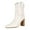 White, variant on XYD Women Classic Pull On Mid Calf Boots Almond Closed Toe Cork Block Chunky Heels Booties Casual Dressy Shoes Size 7 Purple